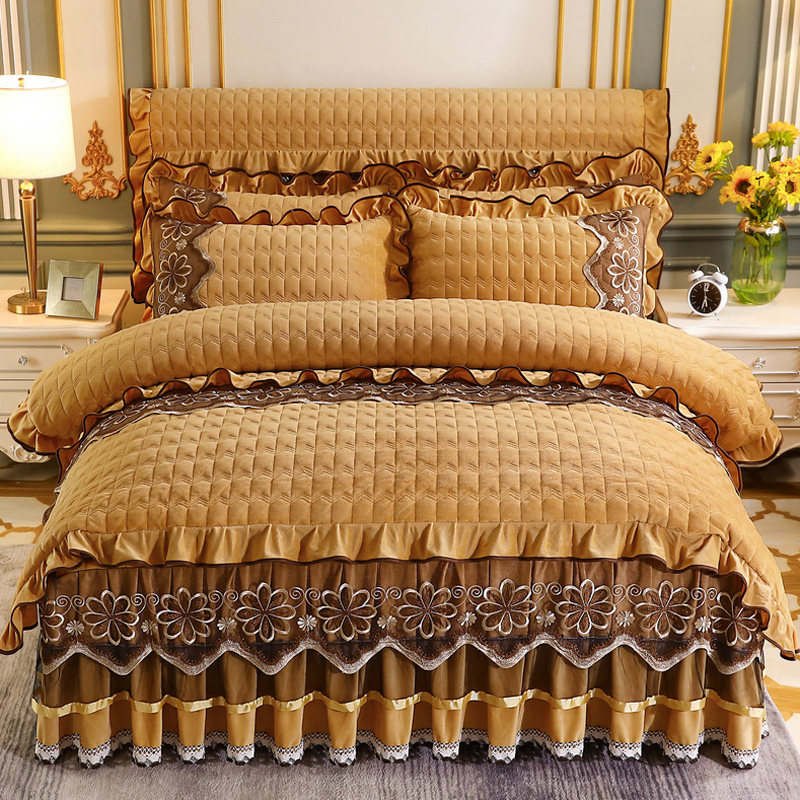 欧式加厚保暖夹棉被套单件水晶绒双面珊瑚加绒双人被罩法兰绒冬季