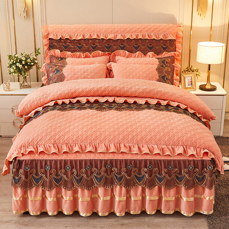 保暖四件套欧式夹棉加厚床裙款