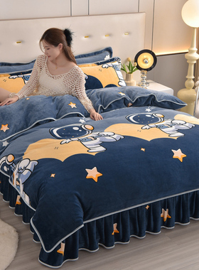 冬天保暖牛奶绒被套单件加厚法兰绒双面加绒珊瑚绒180220x240被罩