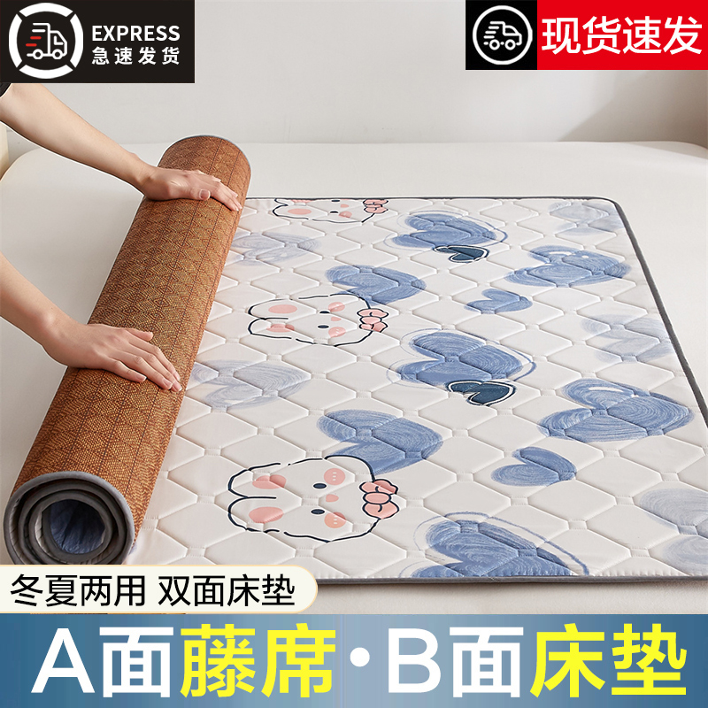 夏季双面凉席床垫二合一藤席垫子冬夏两用学生宿舍正反两用四季款