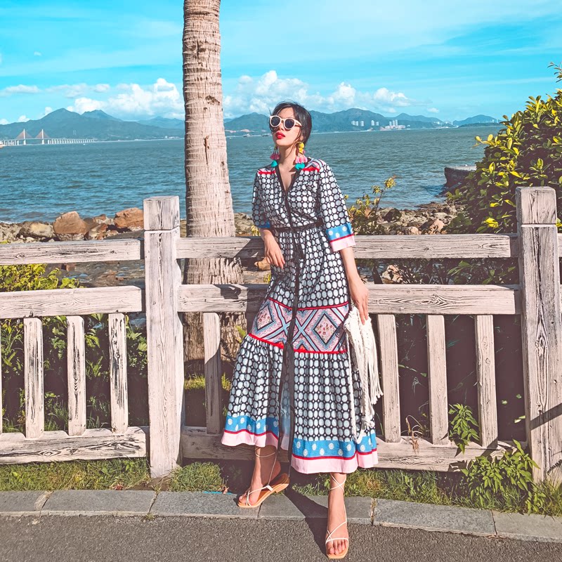 沙滩裙女泰国三亚海边度假北海厦门鼓浪屿旅游穿搭衣服超仙连衣裙