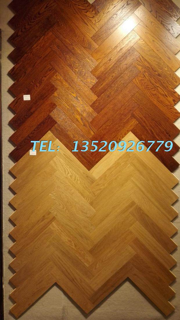 多层实木复合地板 橡木开放漆人字拼E0级环保 耐磨漆地板地热专用