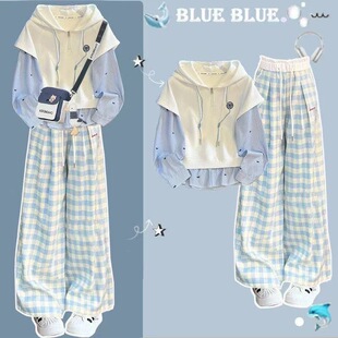 女童卫衣套装春秋款2025新款儿童洋气时髦假两件上衣中大童两件套