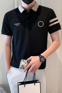 B338-T814-P48 夏季男士休闲翻领短袖T恤小伙风简约痞帅polo衫男图片