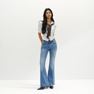 百搭微喇牛仔裤 水洗浅蓝色修身 S005 STROLL CASUAL