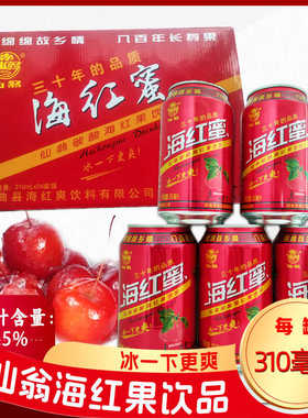 山西河曲特产仙翁海红蜜果汁型碳酸汽水饮料海红果汁310ml饮品