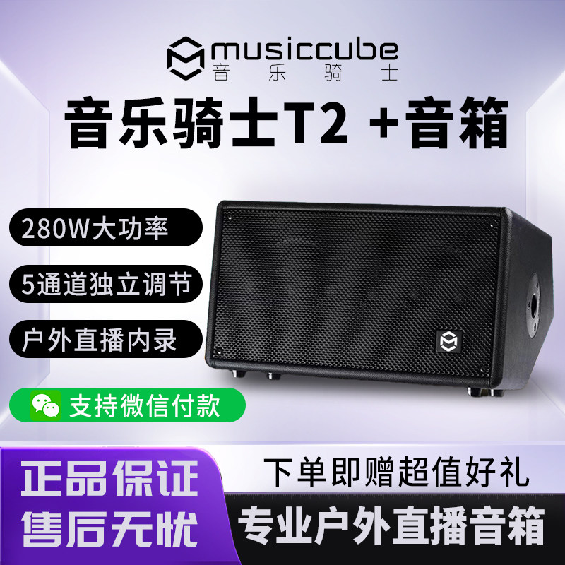 音乐骑士T2+户外音响路演吉他萨克斯蓝牙直播k歌乐器音箱