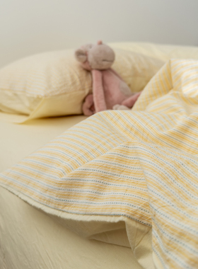 A类黄色全棉色织提花水洗棉床上四件套ins北欧风纯棉被套床单床笠