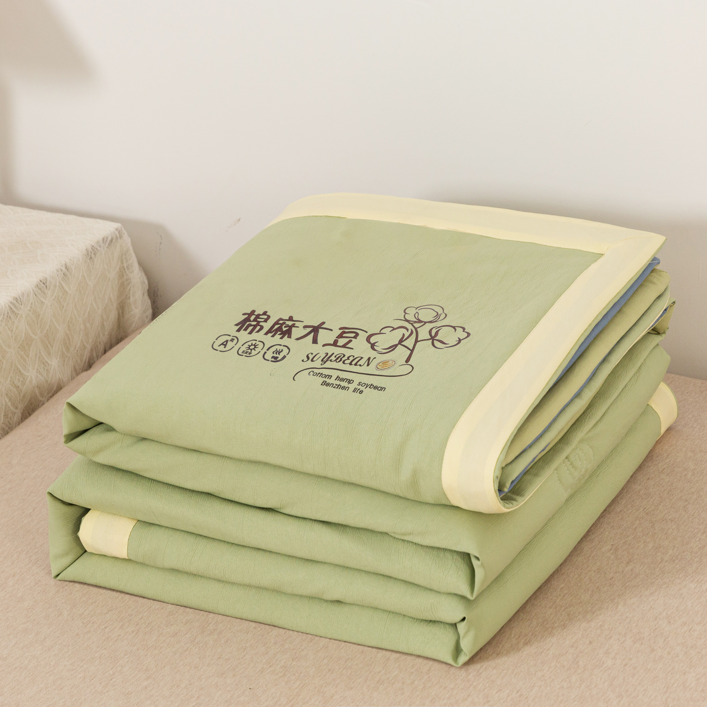 2023新款A类双层纱棉麻大豆夏凉被水洗棉麻夏被空调被