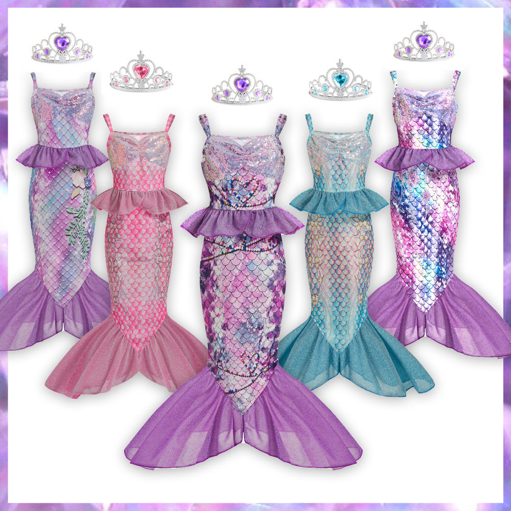 女童美人鱼亮片连衣裙旅游沙滩玩水裙子无袖人鱼尾巴公主裙表演服,童装/婴儿装/亲子装,儿童礼服,淘宝优惠券,粉丝福利购,淘宝优惠卷