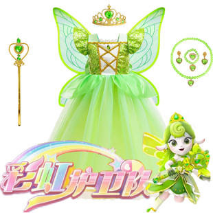 女童彩虹护卫队白云连衣裙绿野仙踪小精灵连衣裙蒂安娜小叮当长裙
