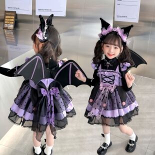 秋冬女童库洛米连衣裙毛衣裙两件套生日礼服万圣节表演裙子舞蹈服
