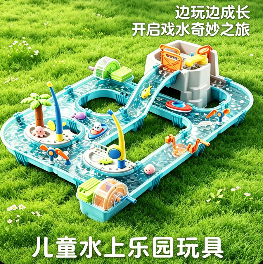 kaka儿童水上乐园夏日宝宝玩水玩具冲浪钓鱼桌玩沙戏水池室内户外