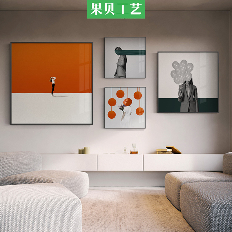 现代简约客厅装饰画个性人物组合沙发背景墙挂画创意北欧餐厅壁画图片