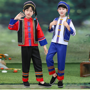 新款儿童纳西族演出服三月三男童少数民族土家族表演服装广西壮族