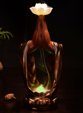 新中式禅意创意佛手莲花陶瓷摆件