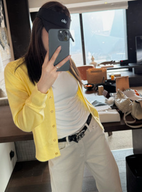 MLPSTUDIO 偏爱miu系发财黄！好穿羊毛蚕丝针织开衫黑白灰春夏女