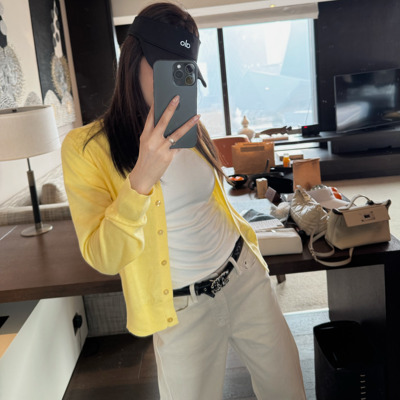 MLPSTUDIO 偏爱miu系发财黄！好穿羊毛蚕丝针织开衫黑白灰春夏女