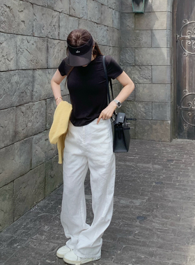 MLPSTUDIO 显瘦好版型！松弛老钱100%亚麻休闲感宽松直筒镰刀裤