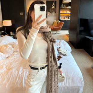 MLPSTUDIO 秋冬挚爱!羊毛绞花粗织大围巾女秋冬百搭针织披肩