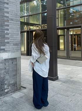 MLPSTUDIO 两色Free空气裤！物理防shai松驰感阔腿拖地休闲裤夏