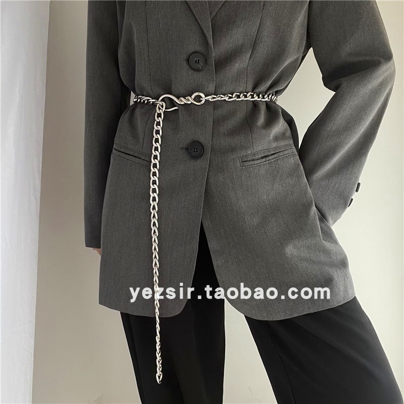 ins朋克金属女百搭西服链条腰带