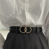 饰腰带裤 黑色学生装 带男 皮带女ins风百搭配牛仔裤 高级感双圈细款