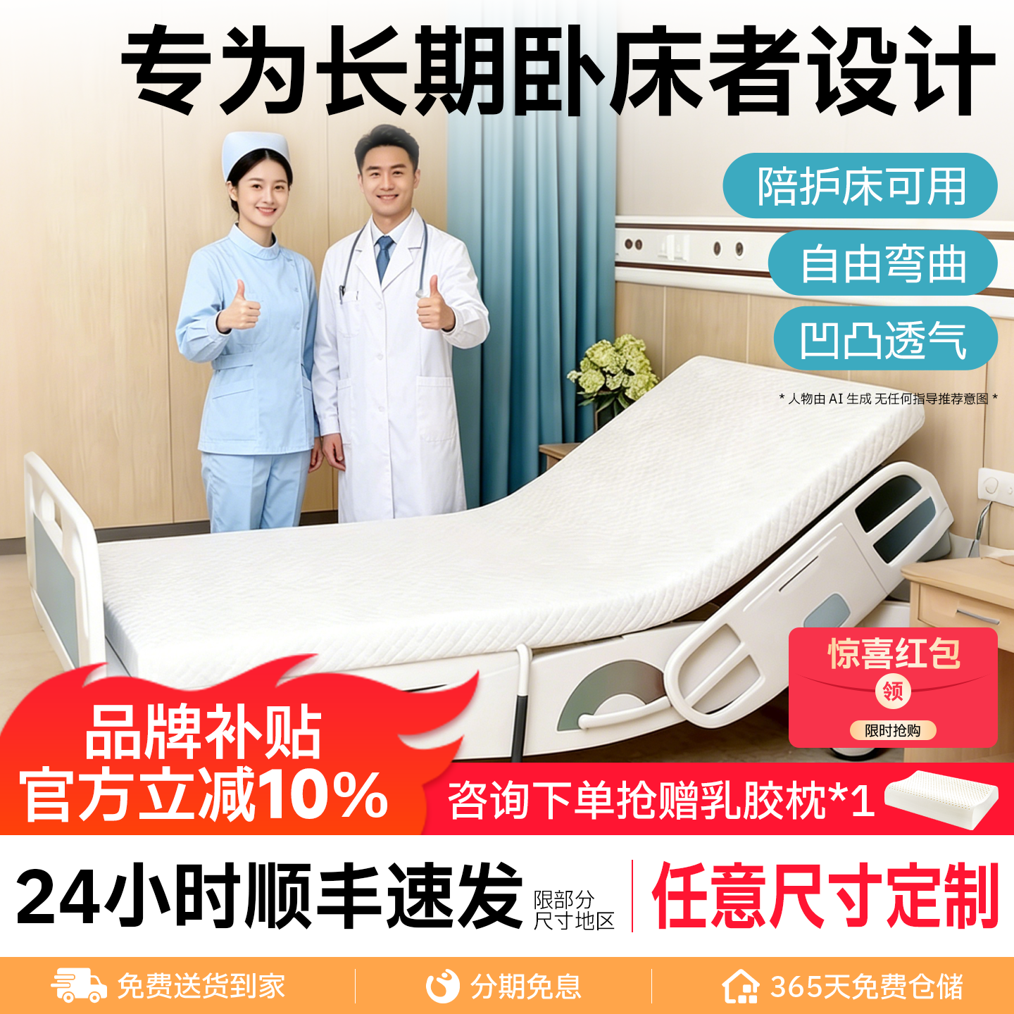 老年人卧床专用乳胶床垫护理床垫长期瘫痪病人防压软垫疮病床垫