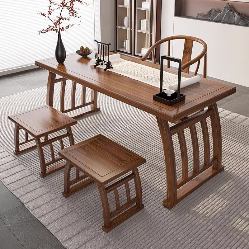 实木茶桌茶台桌阳台简约泡茶桌椅组合办公室书法桌画案琴棋书画桌