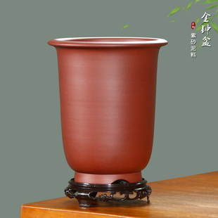 宜兴紫砂花盆陶瓷大号精品金钟室内君子兰圆形绿植蕙兰春剑兰花盆
