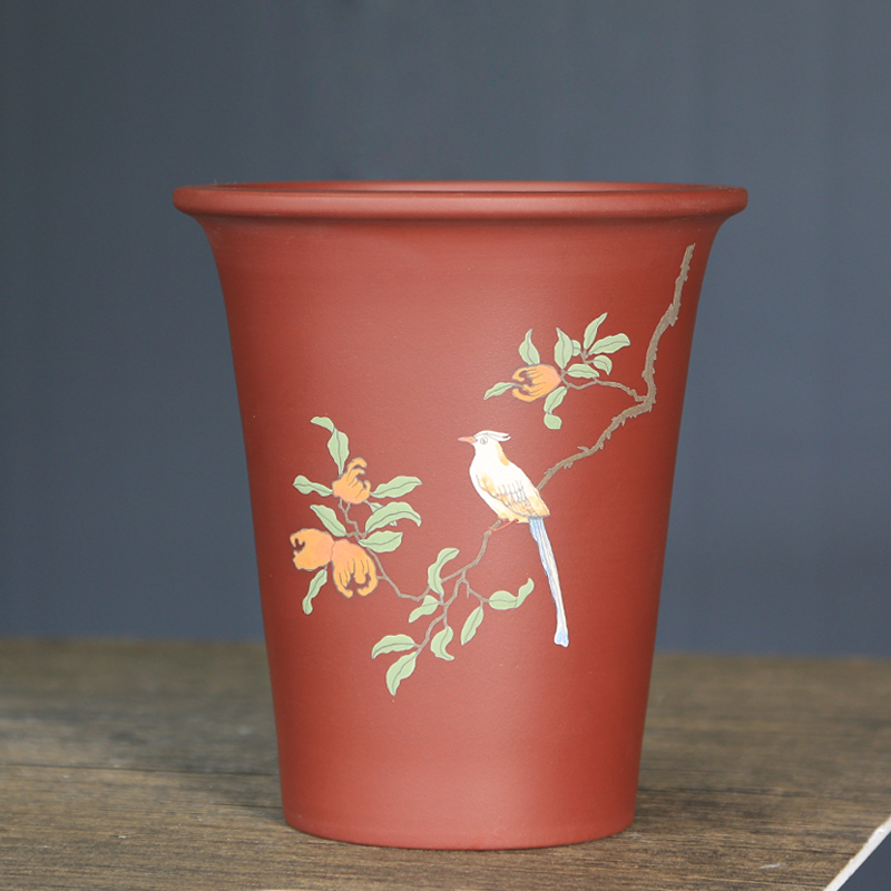 紫砂中国风泥绘透气紫砂兰花盆