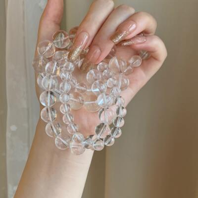 「白水晶」天然巴西8A白水晶疗愈招财逢考上岸手串手链桃花情侣款