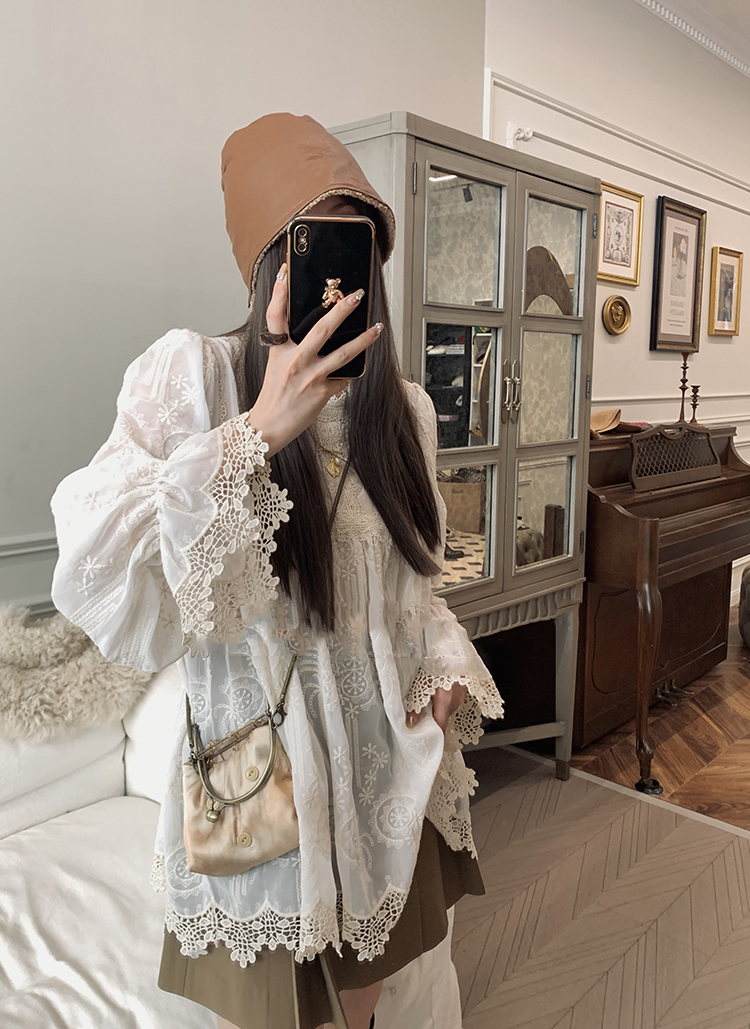 宽松韩版套头长袖蕾丝衬衫