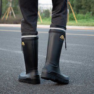 洗车柔软成人秋冬单鞋 男雨靴中高帮保暖男装 男靴 男雨鞋 休闲防水鞋