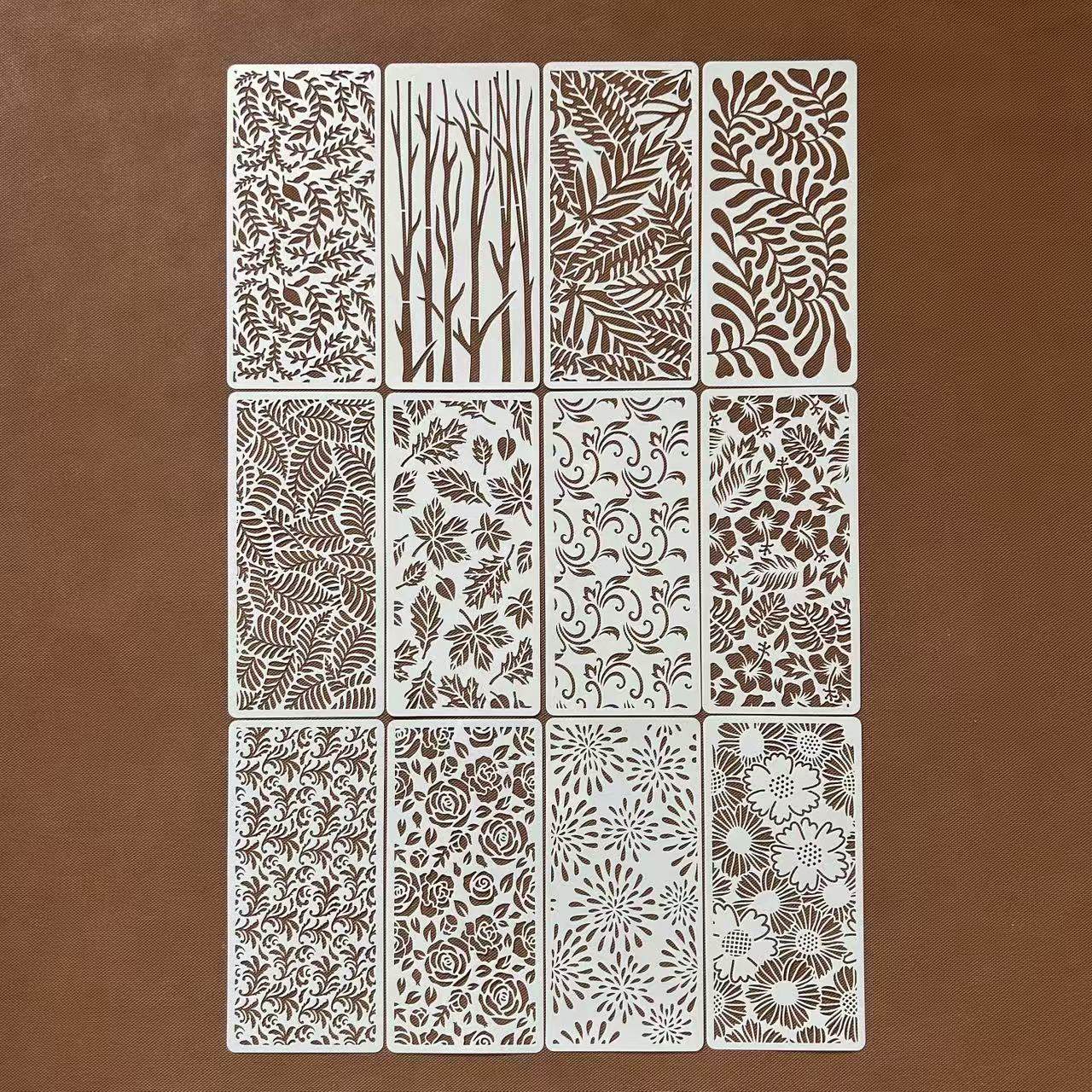 植物树叶花朵塑料绘画模板涂鸦画板辅助喷漆可水洗涂鸦手账画板尺
