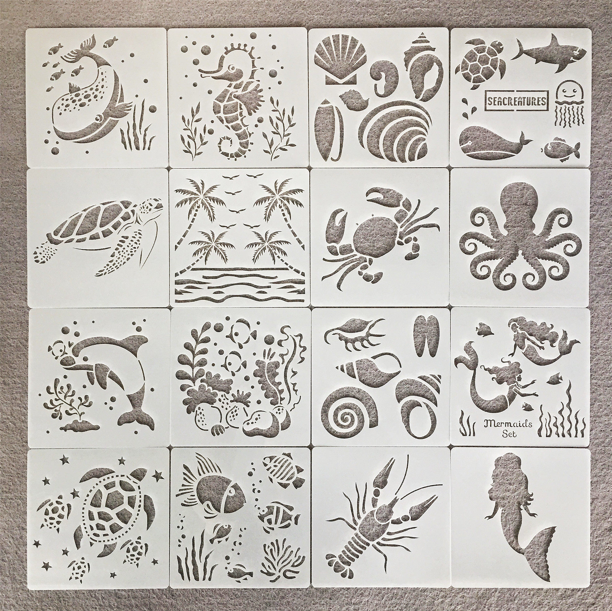 새로운 애완 동물 중공 동물 그림 어린이 그림 마찰 템플릿 6 인치 해양 생물 DIY 패턴 드로잉 보드