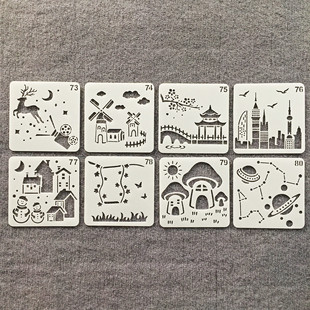 新款手账儿童卡通款绘画涂鸦辅助创意镂空模板尺贺卡制作边框模板