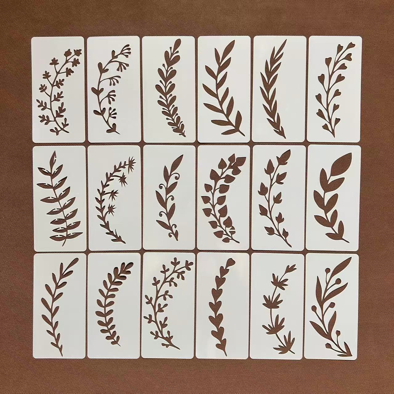 树叶系列镂空绘画模板墙绘装饰浮雕模具简约花朵学生涂鸦辅助素材图片