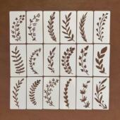 树叶系列镂空绘画模板墙绘装 饰浮雕模具简约花朵学生涂鸦辅助素材