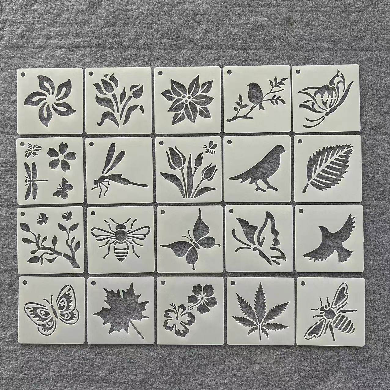 新款小尺寸手账手抄报模板植物花朵套装镂空花边尺小报绘画边框尺