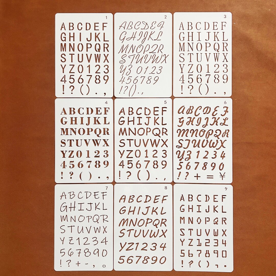 英文字母手账涂鸦模板镂空字母数字符号手账主题18*26cm模板B148