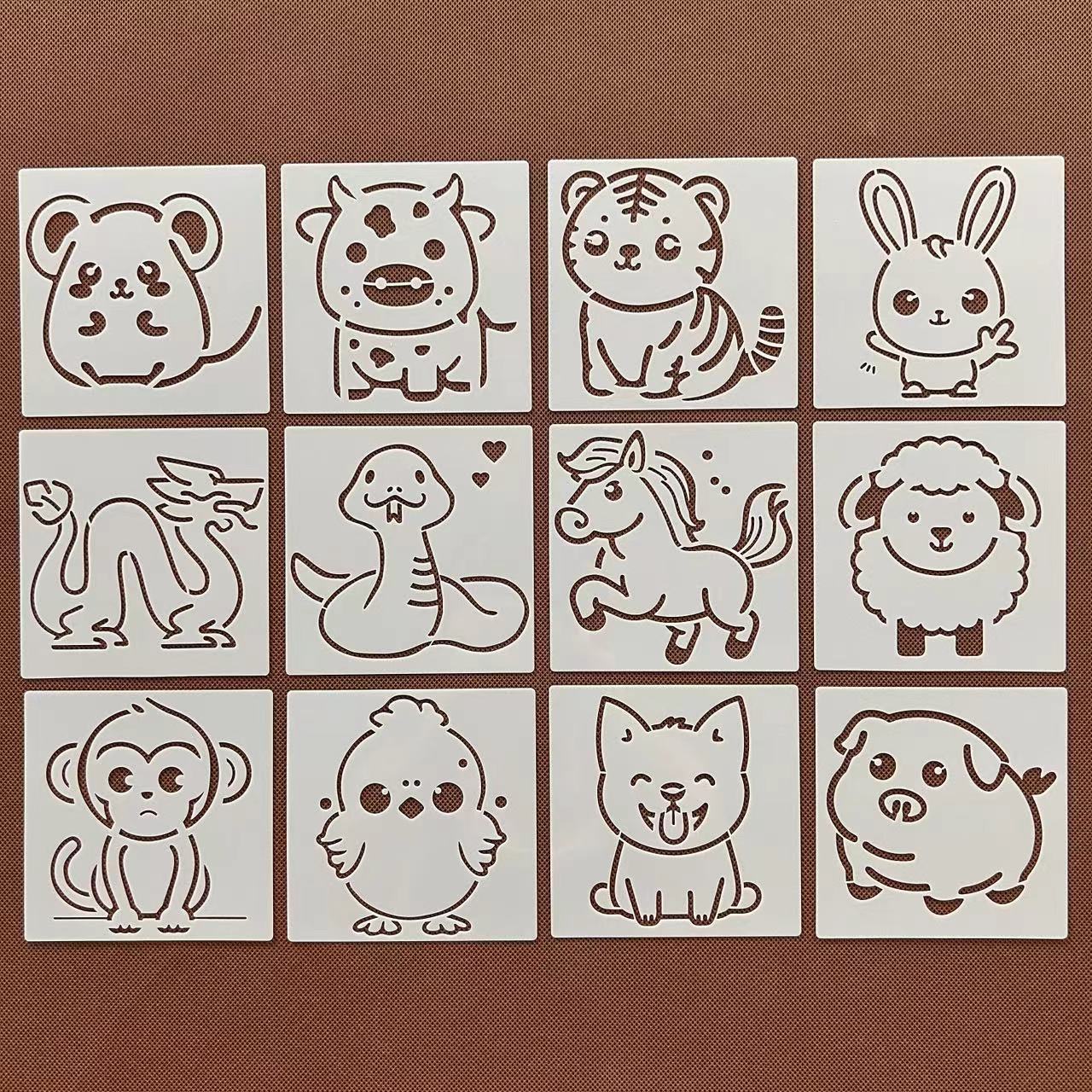 可爱喷涂绘画卡通手账辅助模板