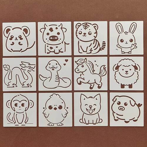 可爱喷涂绘画卡通手账辅助模板