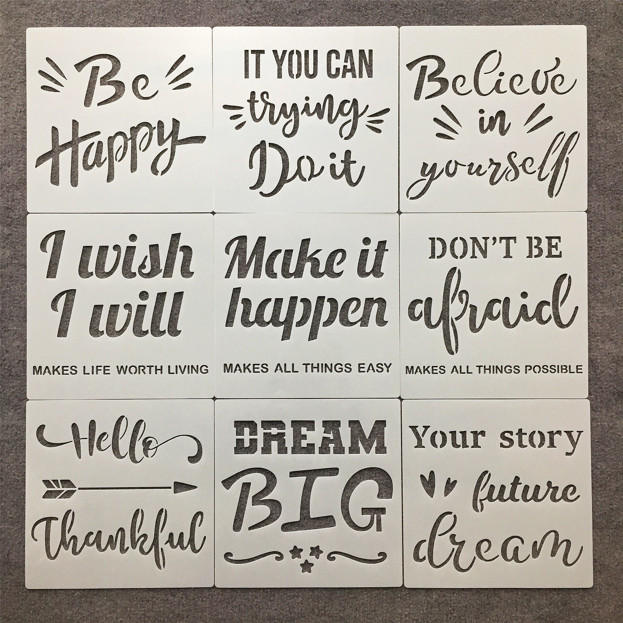 创意字母绘画模板 励志英文手帐辅助相册主题花边尺 亚马逊画板