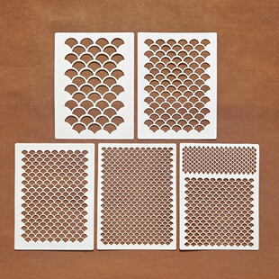 脸绘鱼鳞动物图形派对花纹涂鸦绘画拓印辅助镂空喷绘墙绘塑料模板