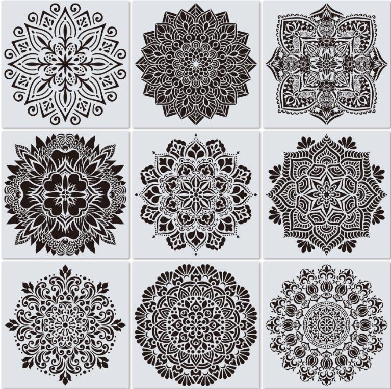 亚马逊绘画模板mandala瓷砖石头