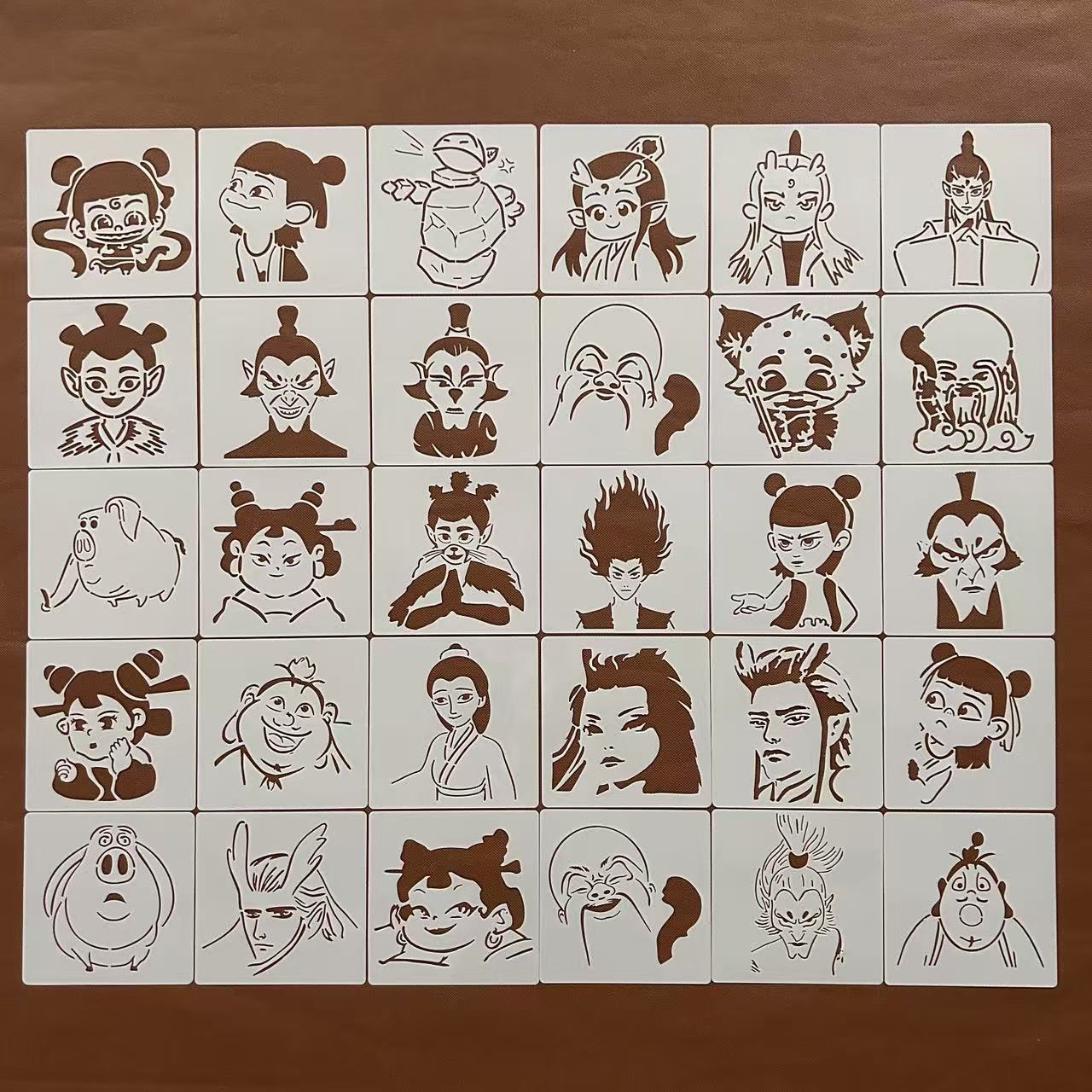 哪吒卡通创意绘画人物彩绘模板尺