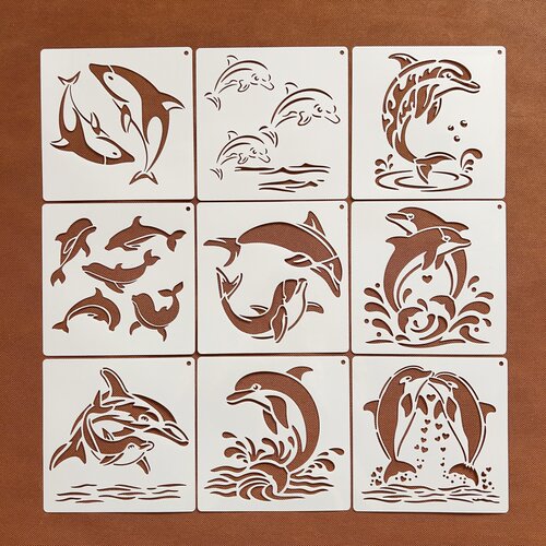海洋海豚涂鸦镂空手账模板