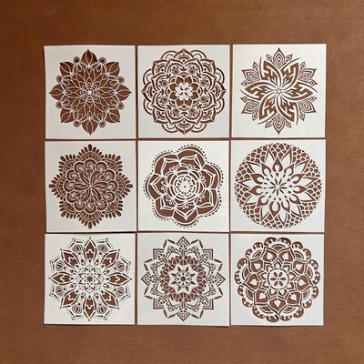 曼陀罗镂空模板DIY喷漆墙绘