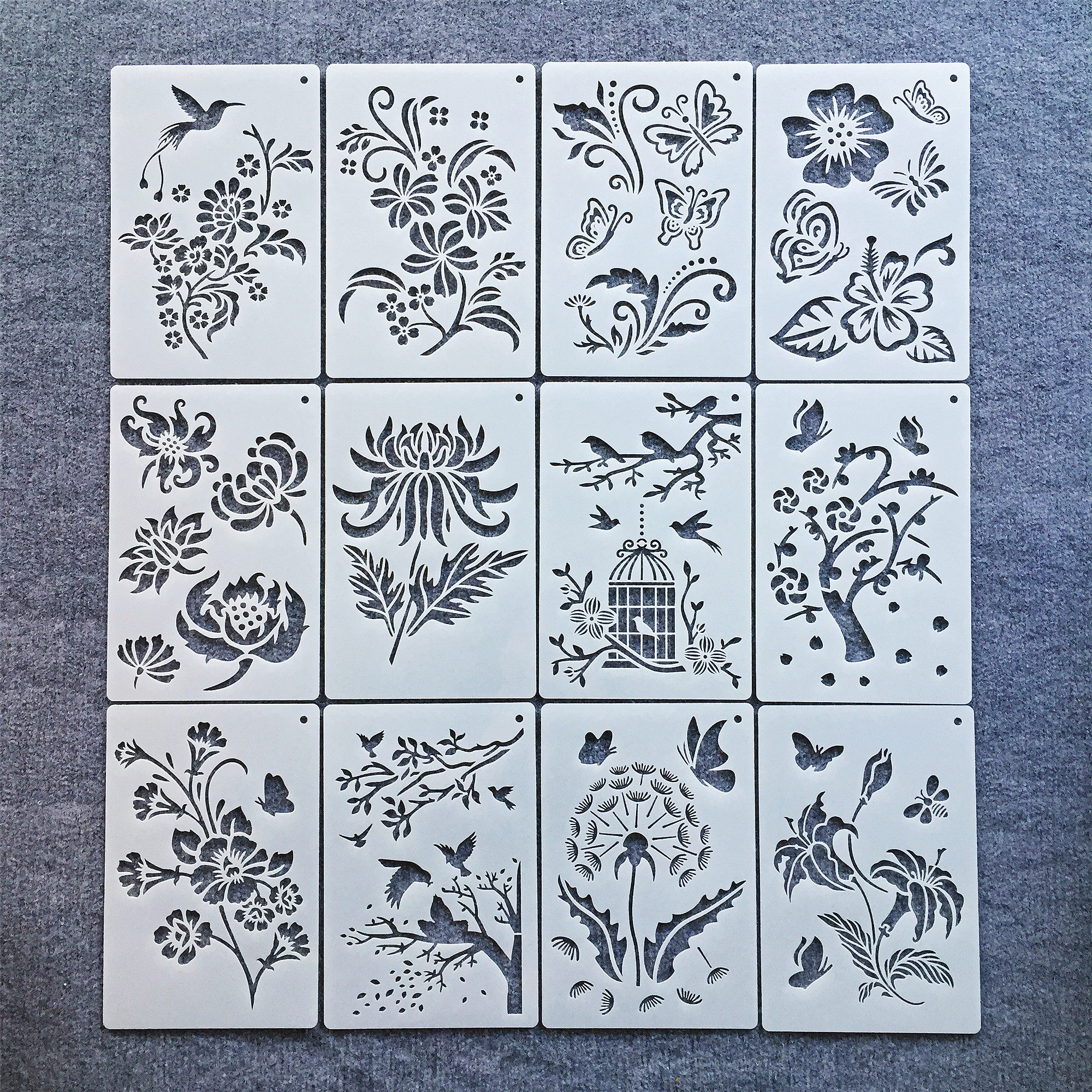 新款花朵镂空模板手账制作儿童绘画辅助创意喷绘模板涂鸦绘画